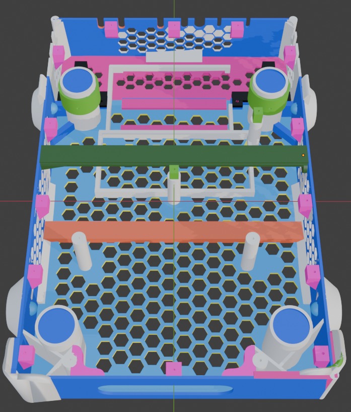 Render 3D de la carcasa del Mini PC, vista superior (versión 1)